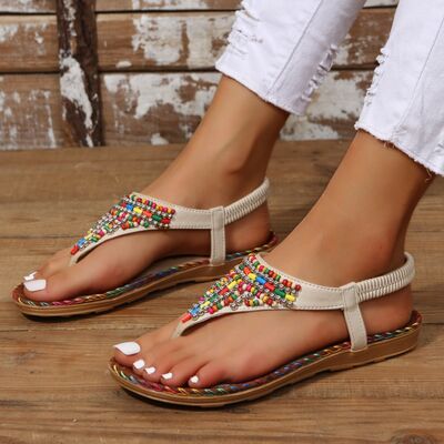 Colorful Sole Beaded Open Toe Sandals (2 Variants)