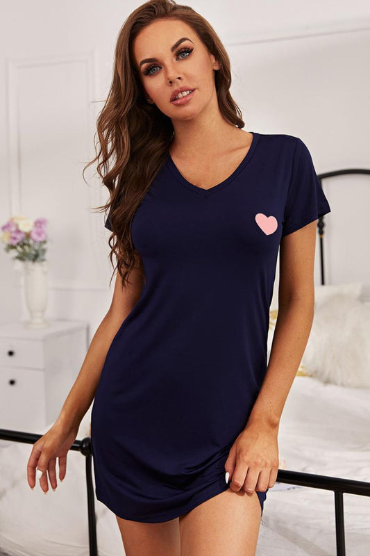 V-Neck Short Sleeve Night Gown