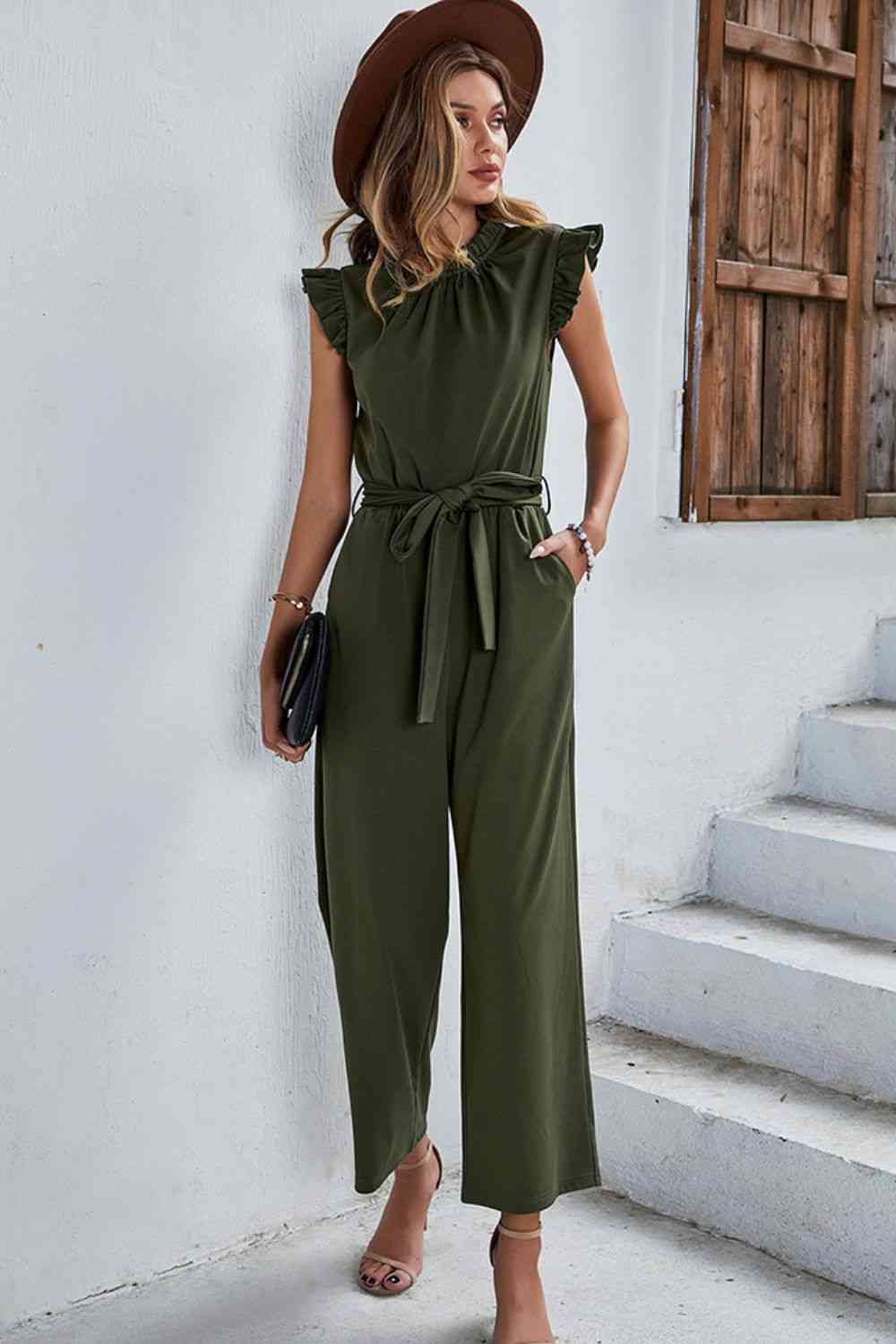 Butterfly Sleeve Tie Waist Jumpsuit (3 Variants)