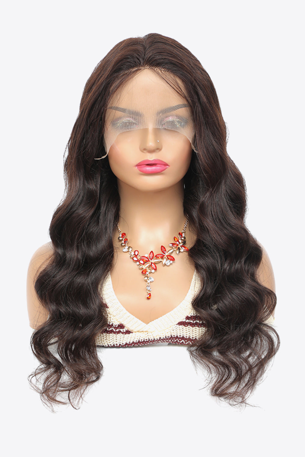 20" Dark Brown Lace Front Body Wave Human Hair Wig