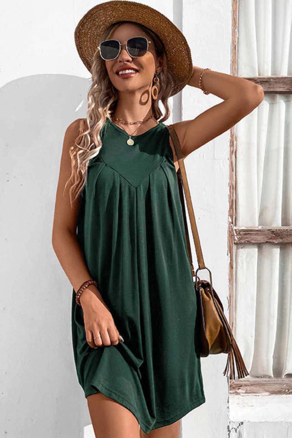 Round Neck Sleeveless Mini Dress (4 Variants)