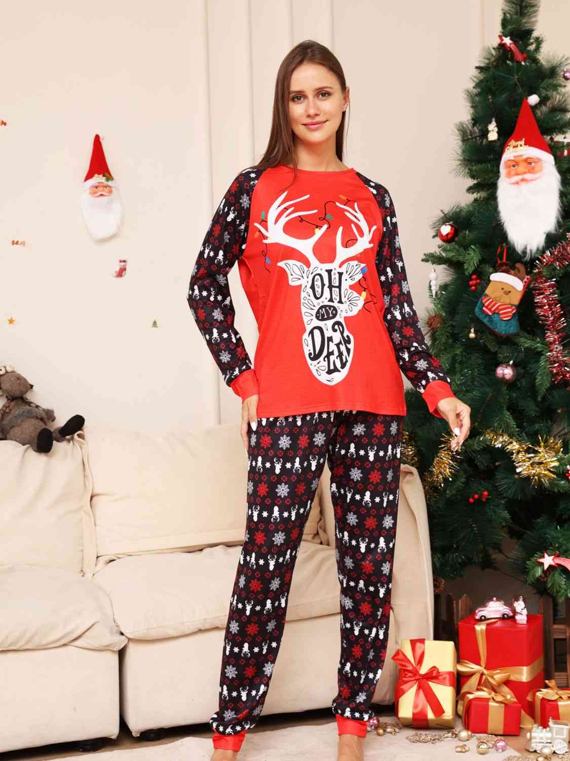 Matching Women's "Oh Deer" Reindeer Pajama Set