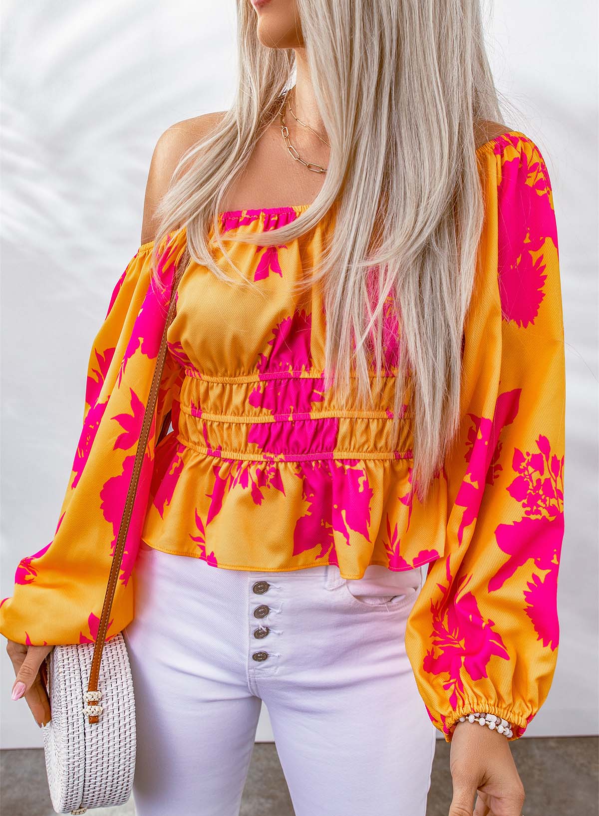 Floral Off-Shoulder Peplum Blouse