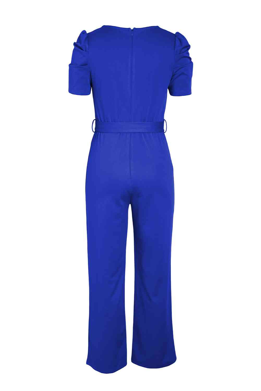 Belted Puff Sleeve V-Neck Jumpsuit (2 Variants)