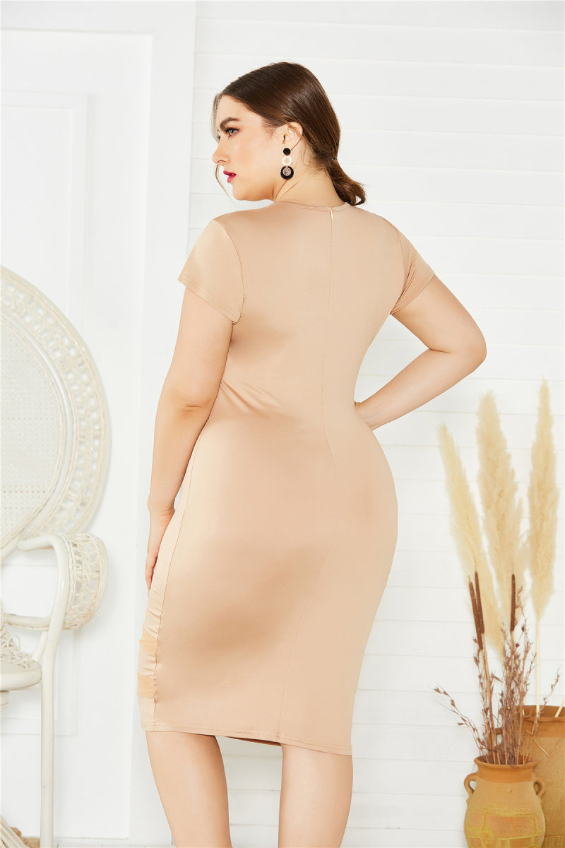 Plus Size Mesh Detail Midi Dress (3 Variants)