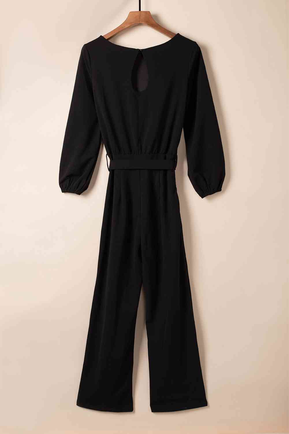 Boat Neck Tie Belt Jumpsuit (3 Variants)