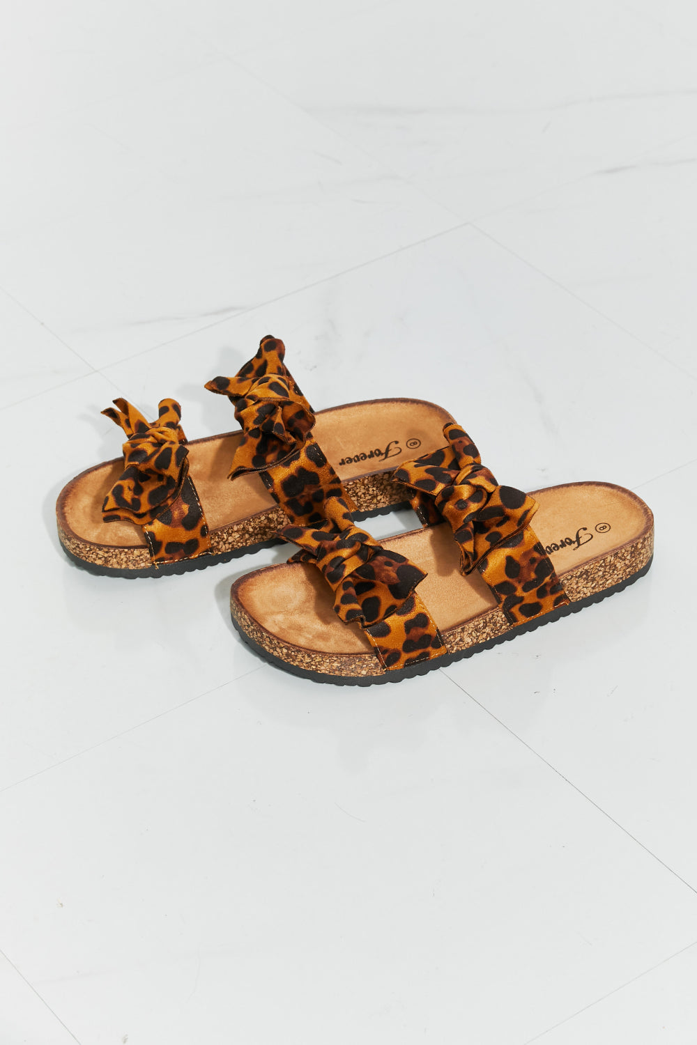 Forever Link Fiercely Feminine Leopard Bow Slide Sandals