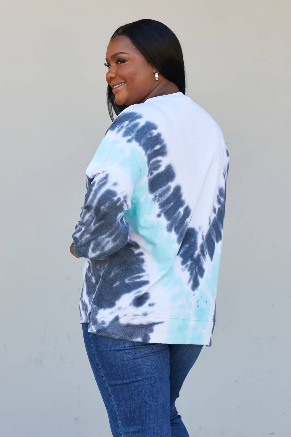 Sew In Love Full Size Tie-Dye Side Slit Sweatshirt