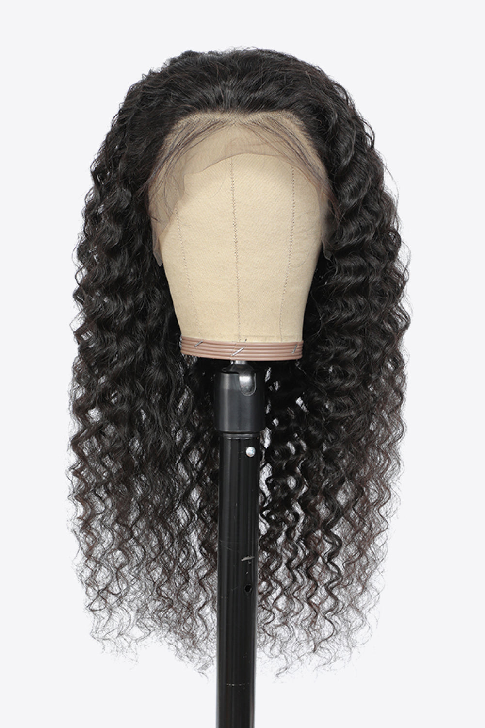 20” Natural Black Lace Front Curly Human Hair Wig