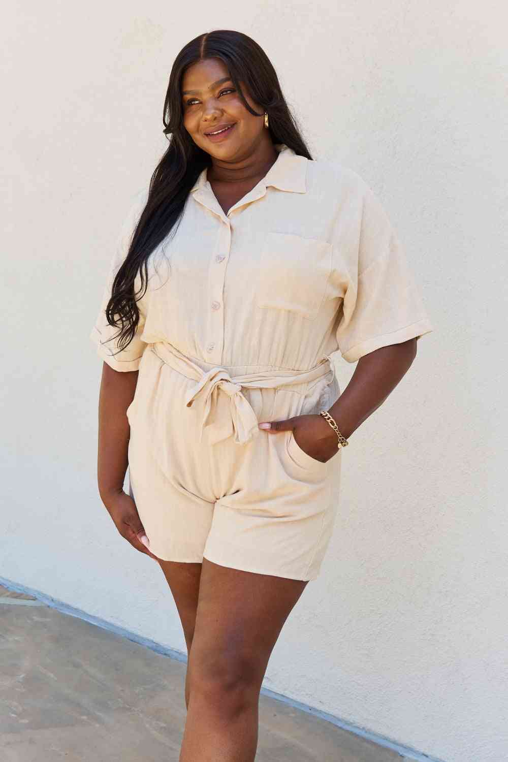 Petal Dew At Her Best Full Size Button Down Romper