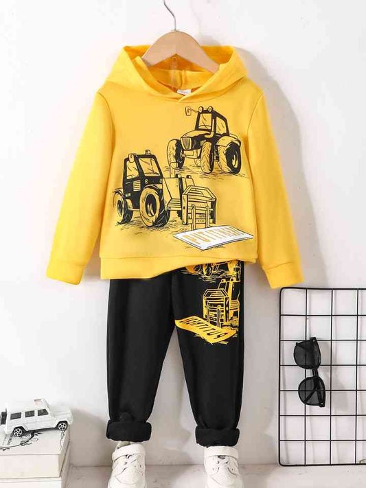 Boys Black & Yellow Hoodie and Pants Set