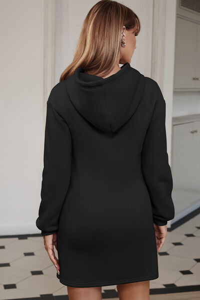 Drawstring Long Sleeve Hooded Dress (3 Variants)