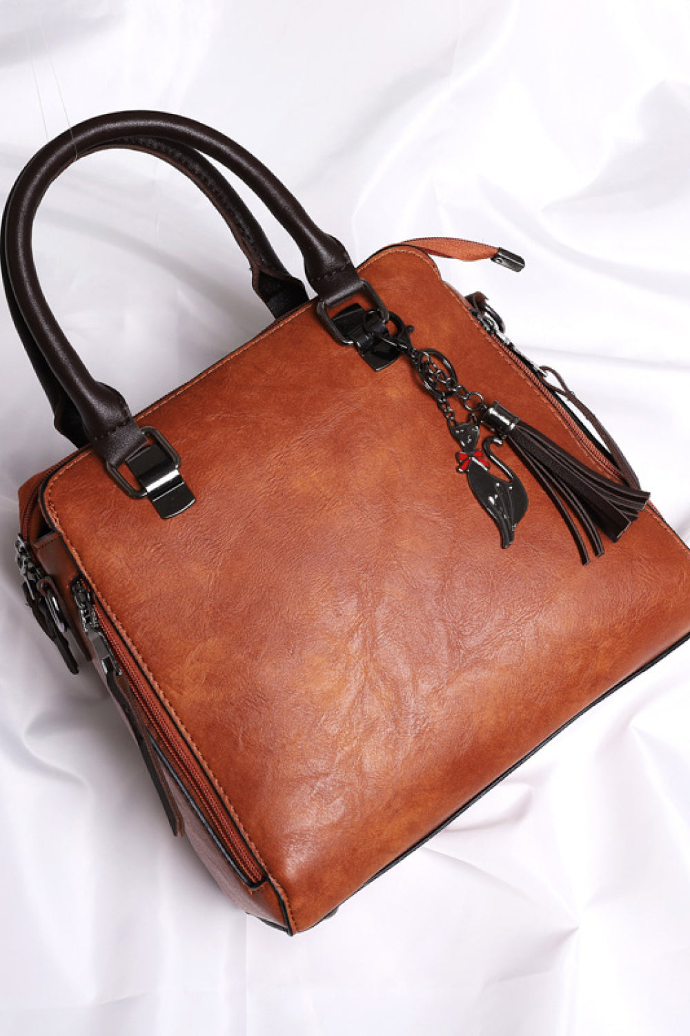 Brown PU Leather Bag Set of 4