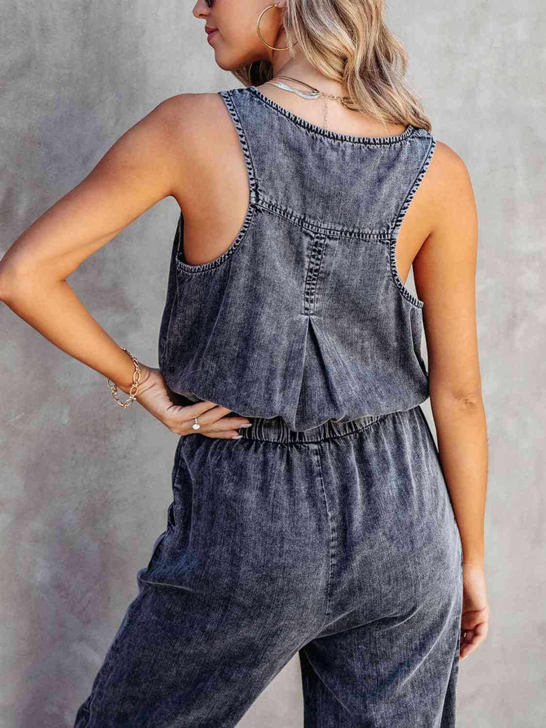 Drawstring Waist Sleeveless Jumpsuit (3 Variants)