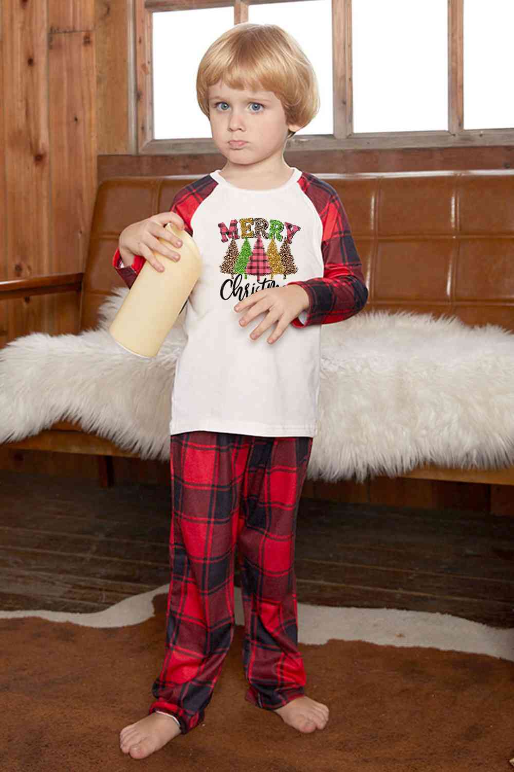 Matching Kids 2T-9 "MERRY Christmas" 5 Trees Pajama Set