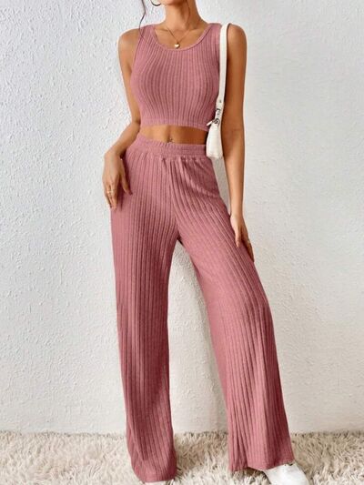 Ribbed Tank & Pants Lounge Set (4 Variants)