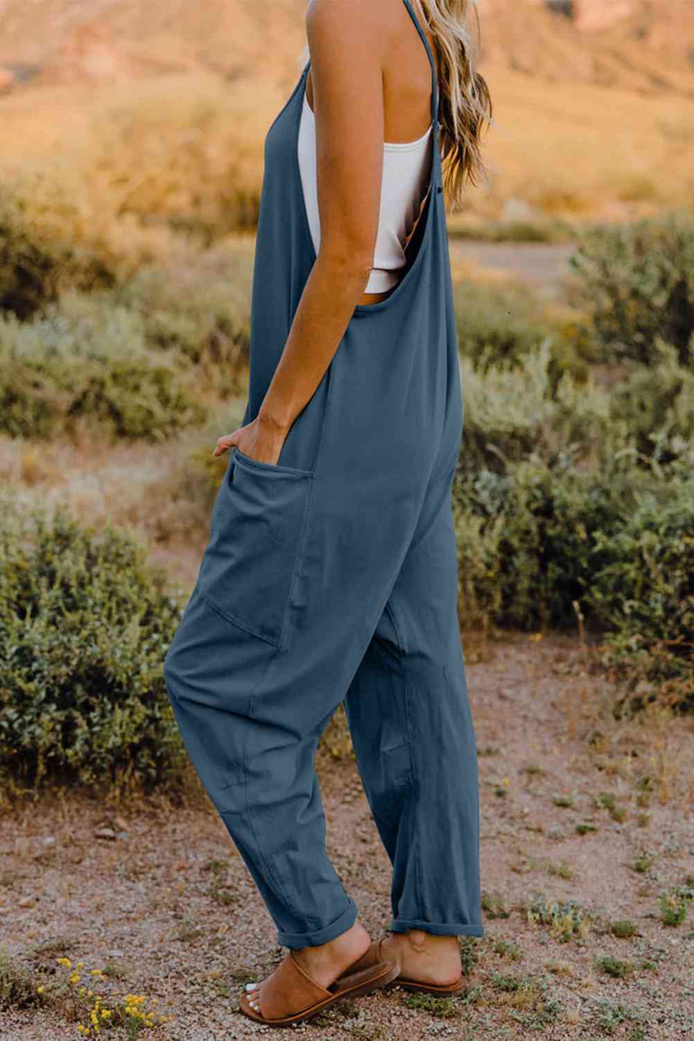 Double Take  V-Neck Sleeveless Jumpsuit with Pocket (6 Variants)