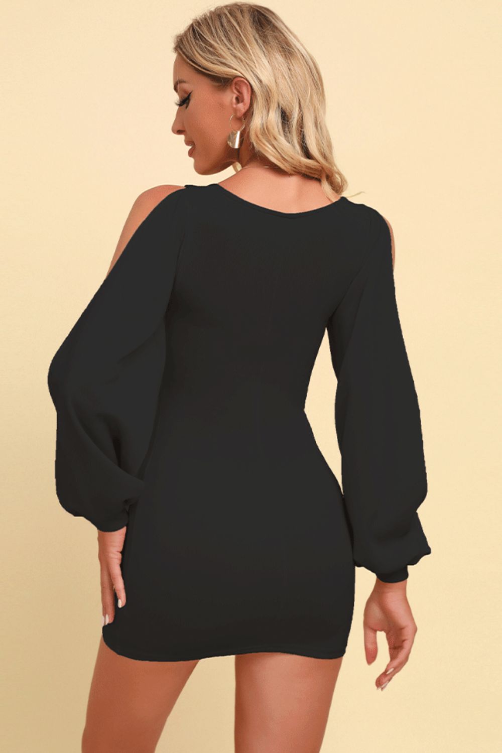 Square Neck Split Sleeve Mini Dress (2 Variants)