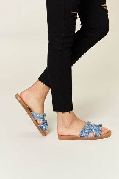 Stars In The Sky Raw Trim Denim Sandals