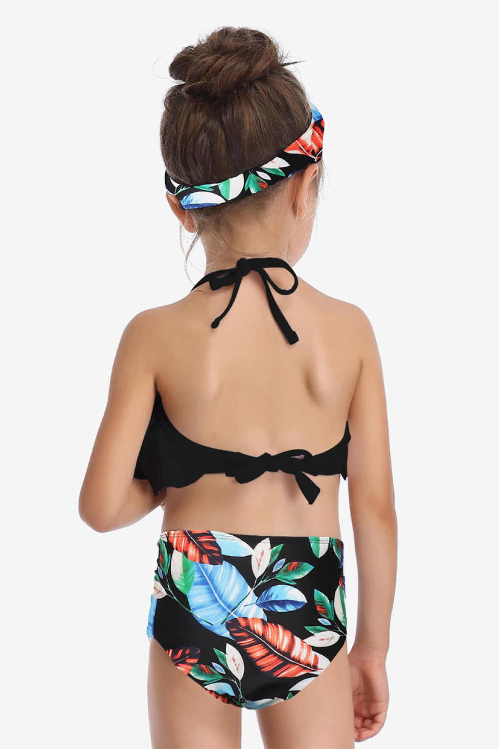 Girls Printed Layered Halter Neck Two-Piece Swim Set