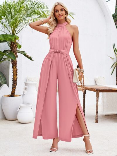 Flowy Ruched Belted Waist Jumpsuit (3 Variants)