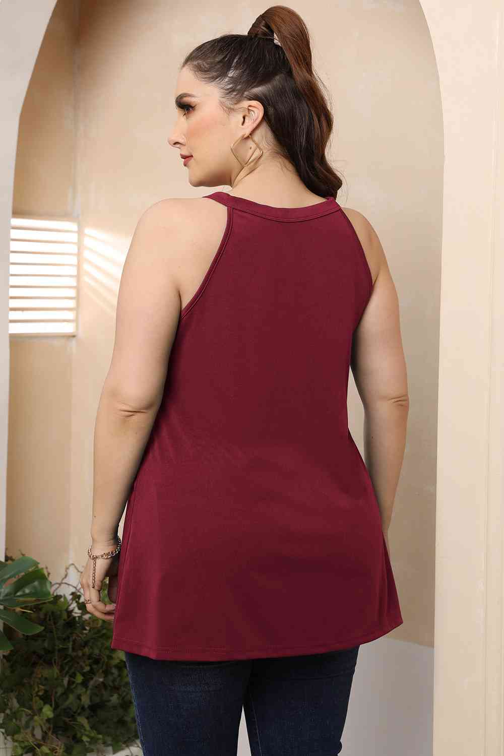 Plus Size Halter Neck Cutout Sleeveless Top (4 Variants)