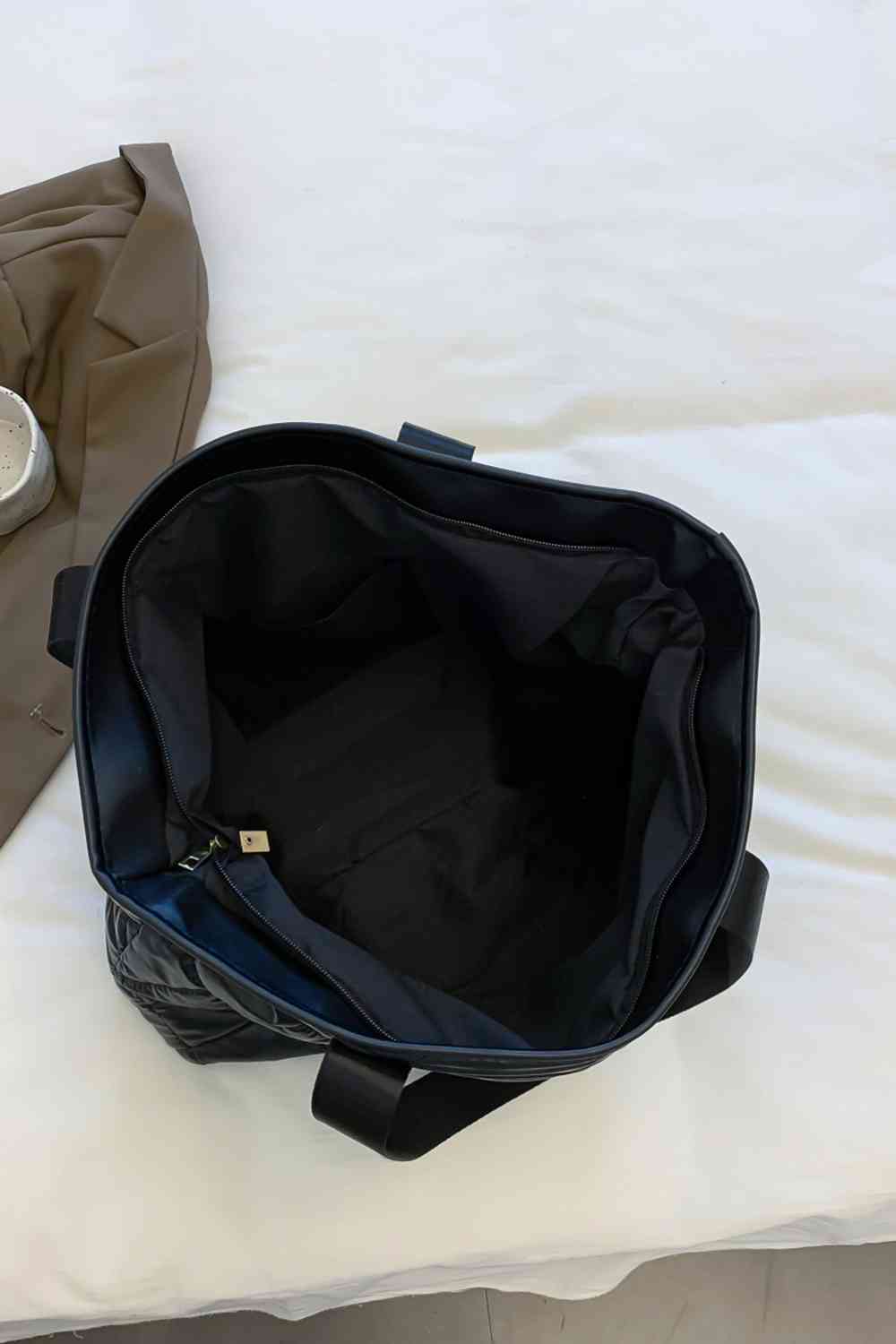 Shiny Black Shoulder Tote Bag