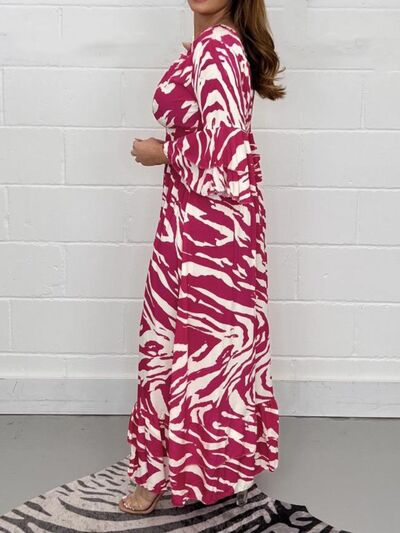 Smocked Printed Flounce Sleeve Maxi Dress (3 Variants)