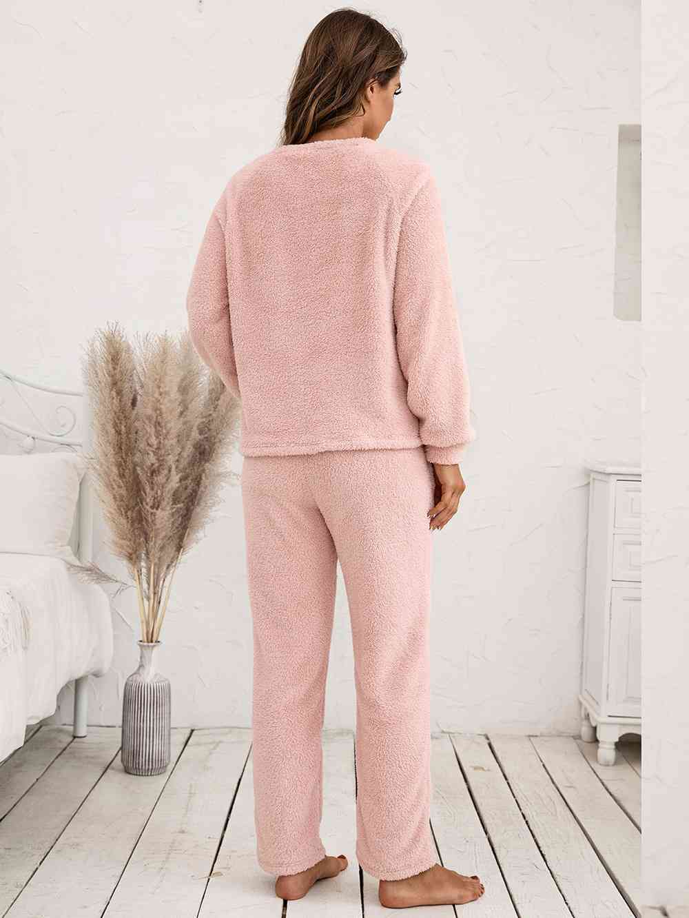 Teddy Long Sleeve Top & Pants Lounge Set (9 Variants)