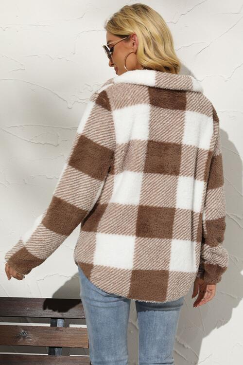 Plaid Half Zip Long Sleeve Sweatshirt