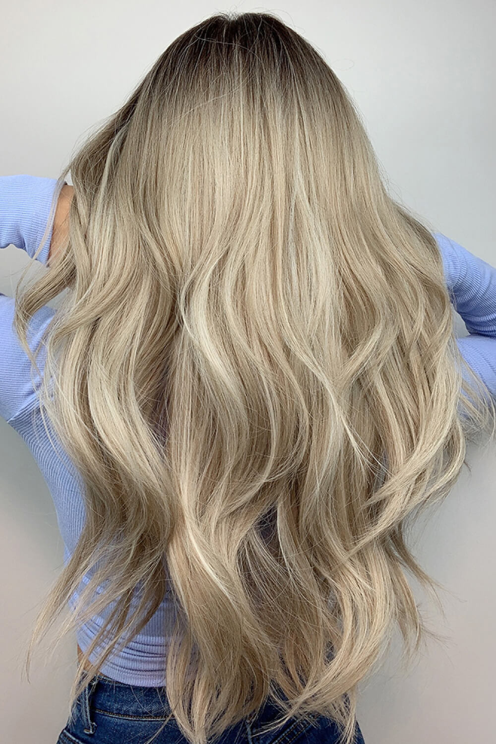 26" Long Ash-Blonde/Dark Root Bayalage Loose Wave Wig