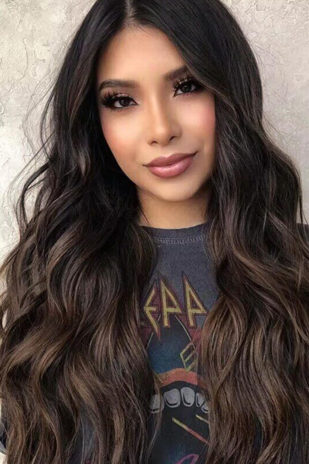 26" Brown Long Wave Synthetic Lace Front Wig