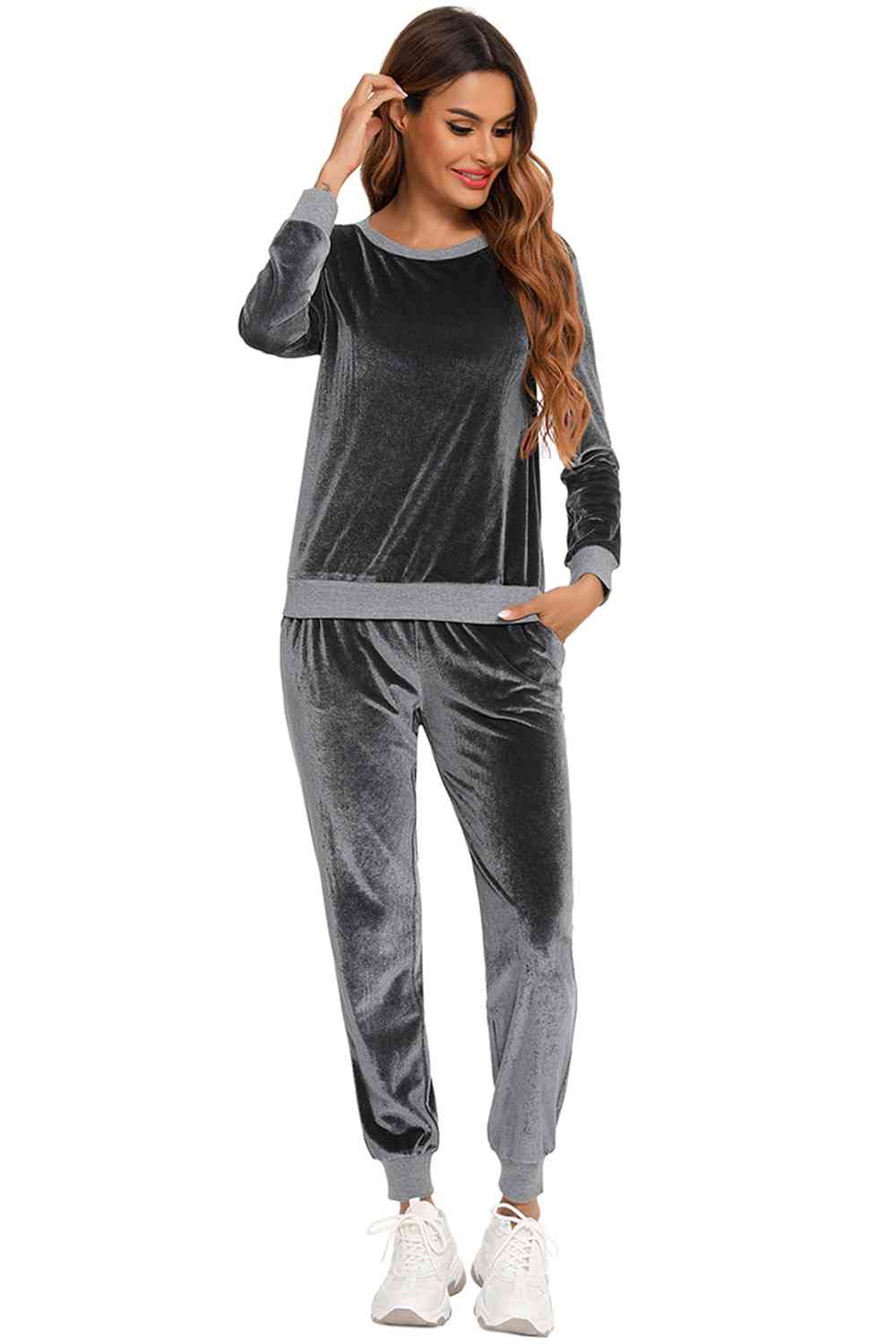 Velour Style Long Sleeve Loungewear Set (3 Variants)