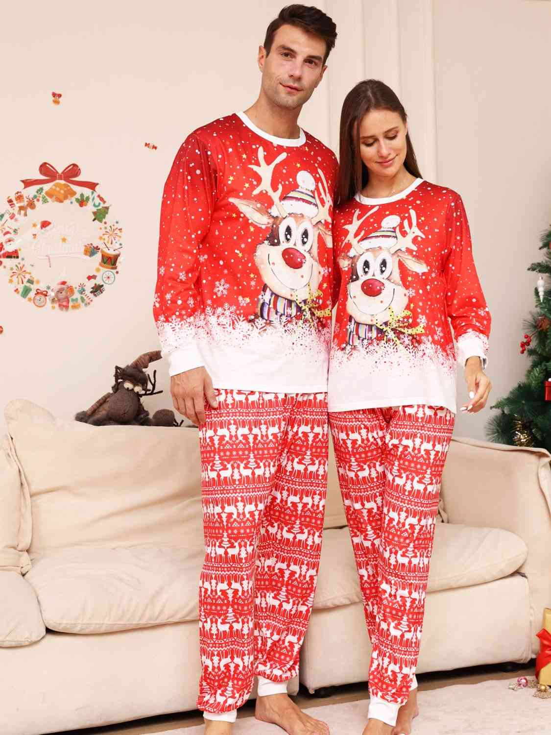 Matching Women's Reindeer/Bow Pajama Set