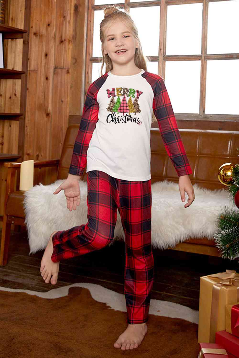 Matching Kids 2T-9 "MERRY Christmas" 5 Trees Pajama Set