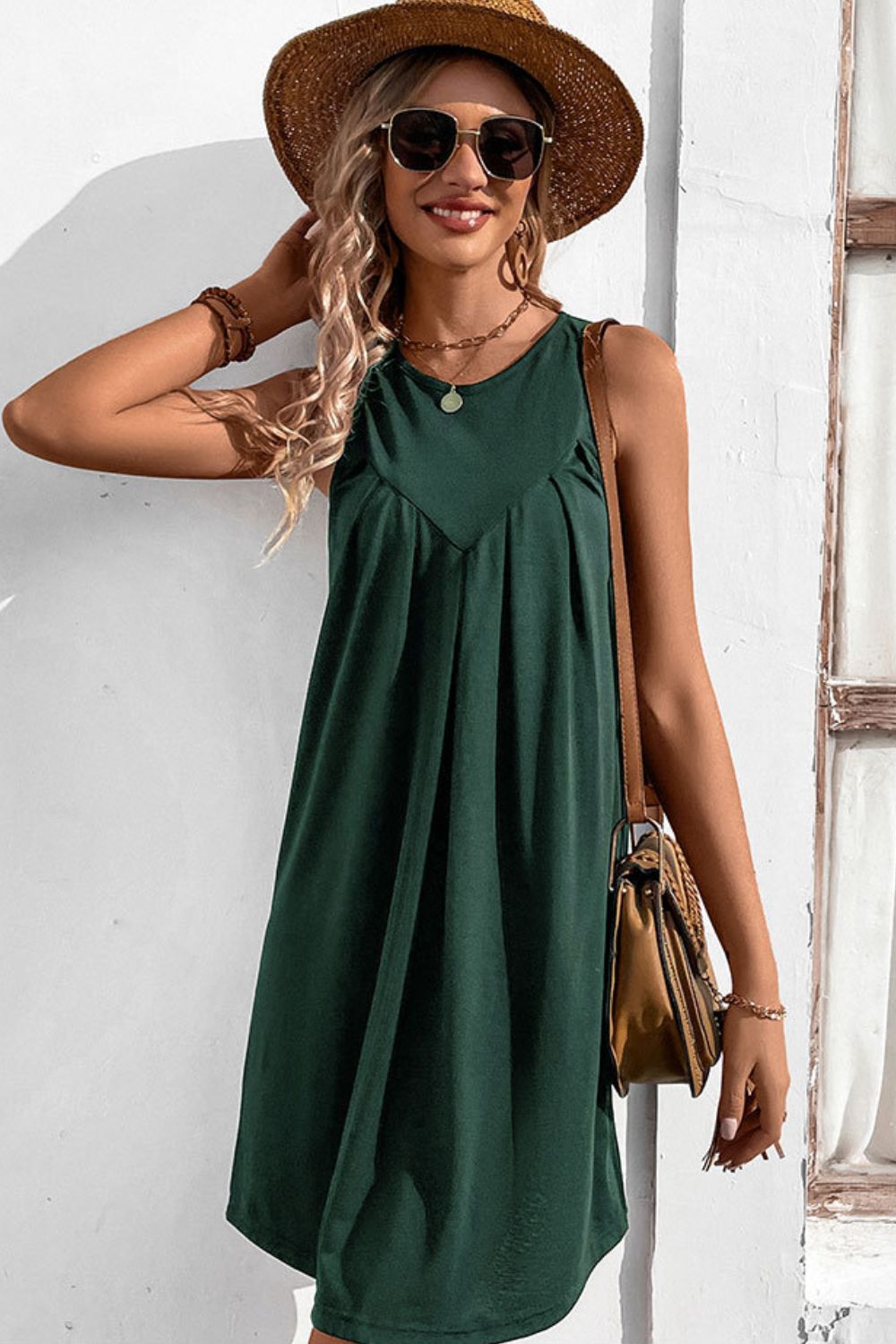 Round Neck Sleeveless Mini Dress (4 Variants)