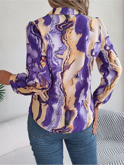 Printed Button Up Long Sleeve Shirt