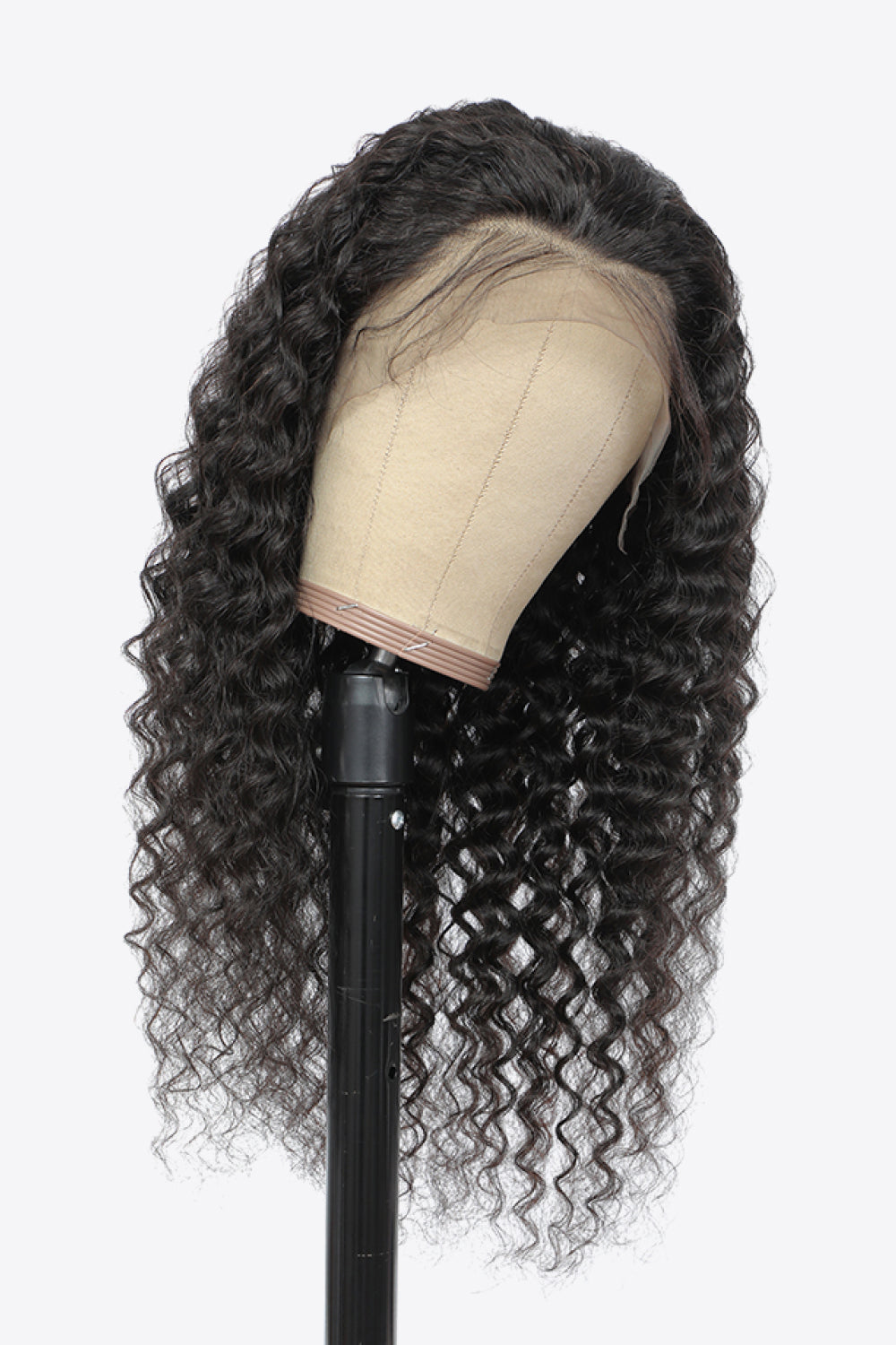 20” Natural Black Lace Front Curly Human Hair Wig