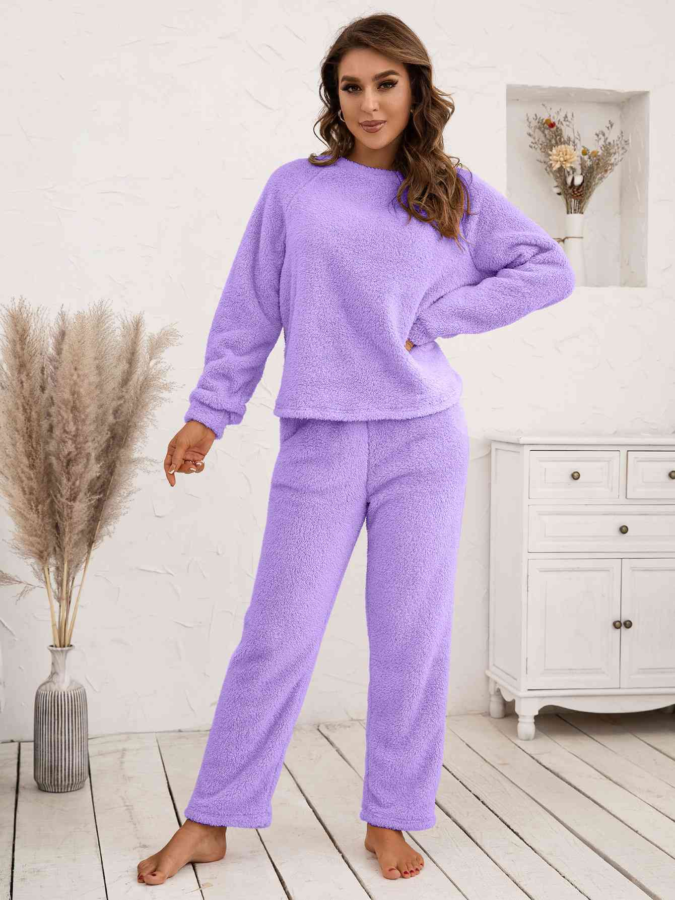 Teddy Long Sleeve Top & Pants Lounge Set (9 Variants)