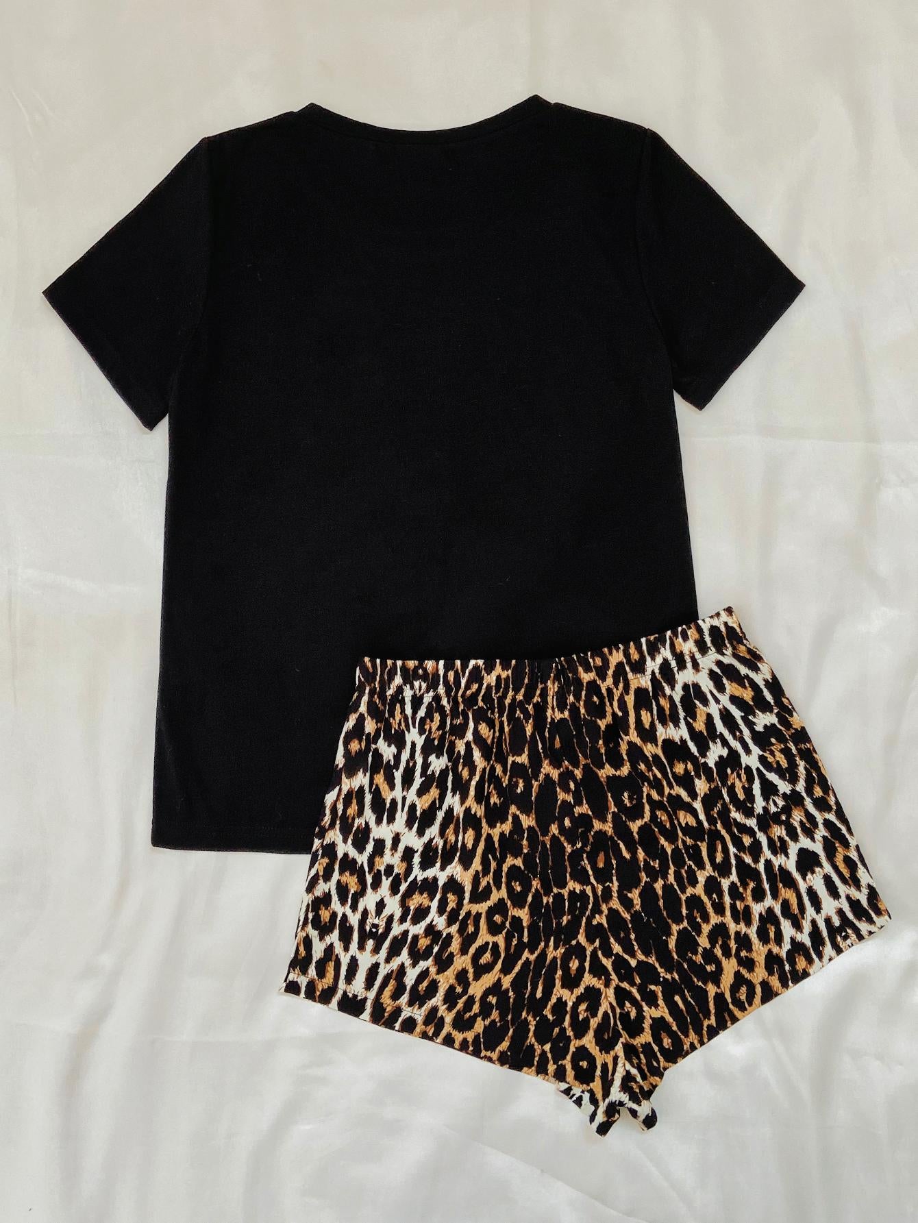 Leopard Lips Top and Shorts Lounge Set