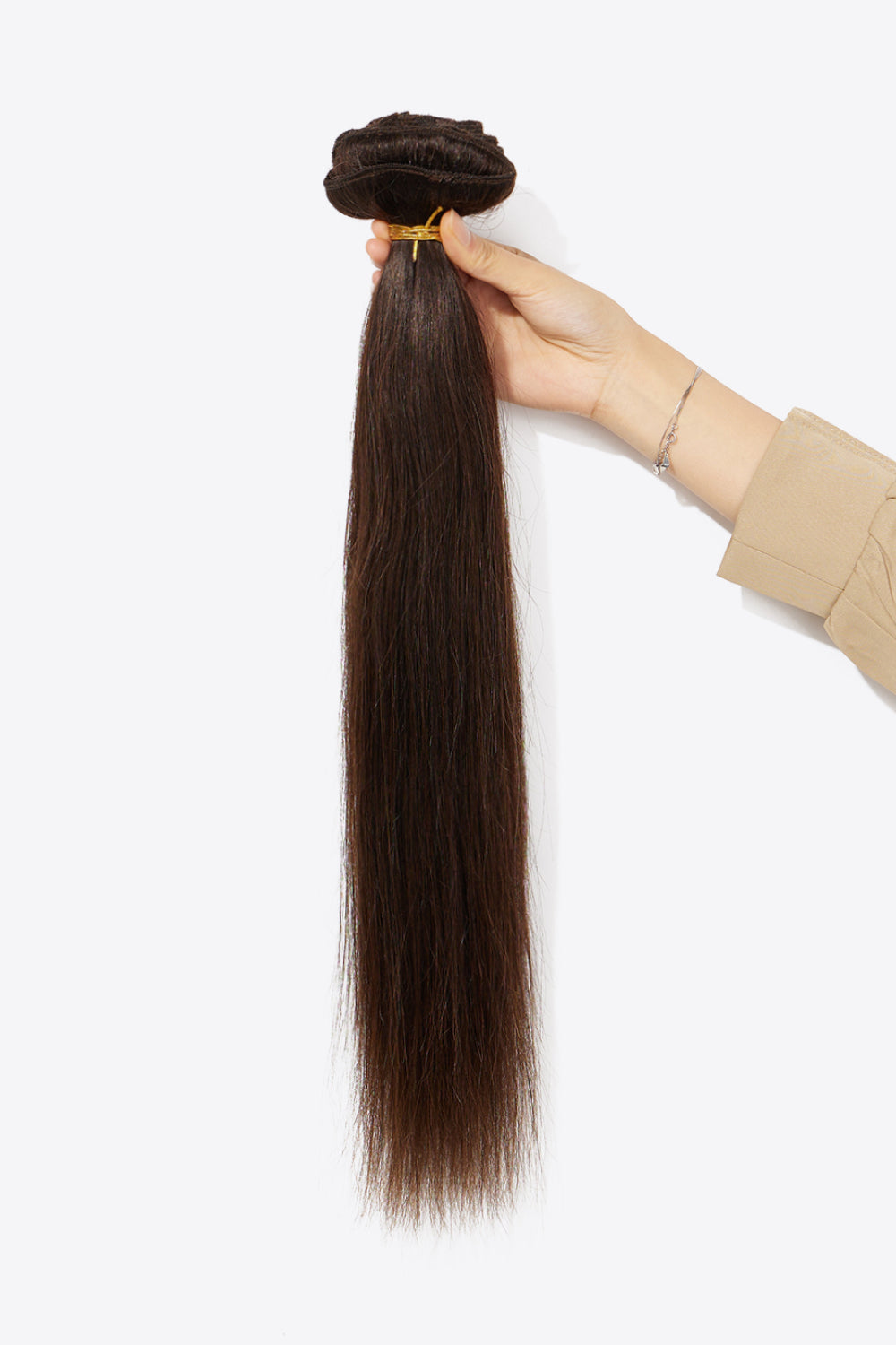 18" Brown Straight Human Hair Clip-in Extensions