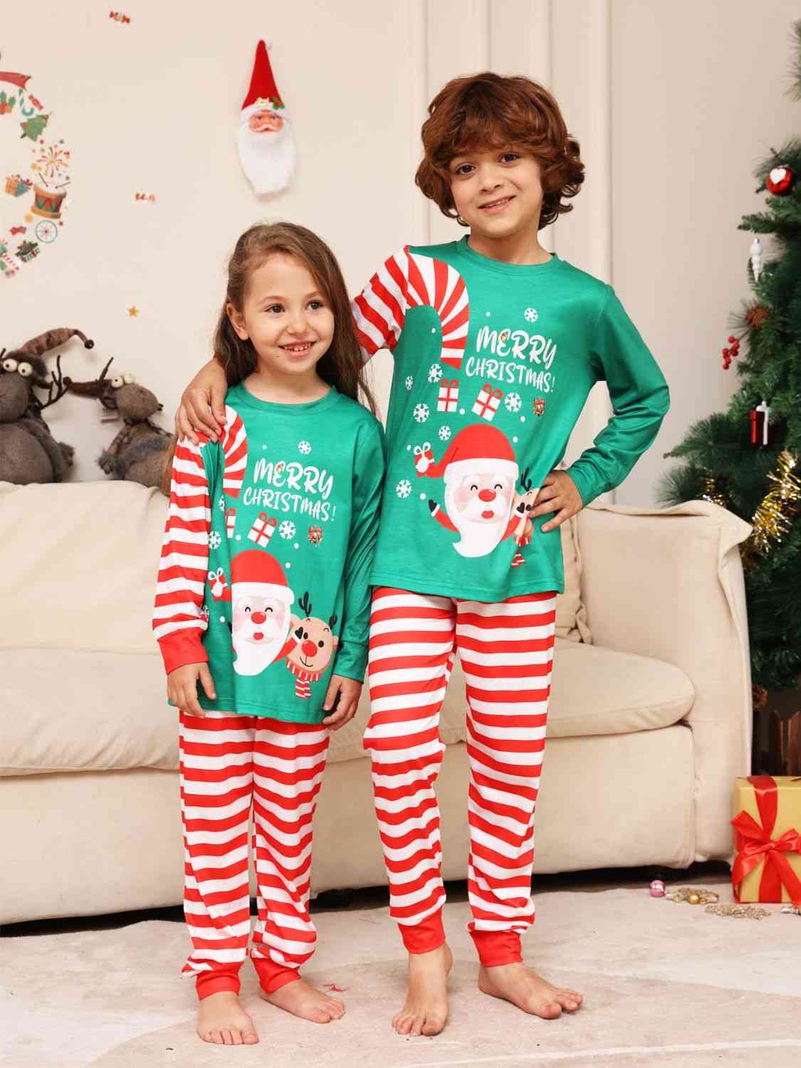 Matching Kids 2T-14 Candy Cane Pajama Set