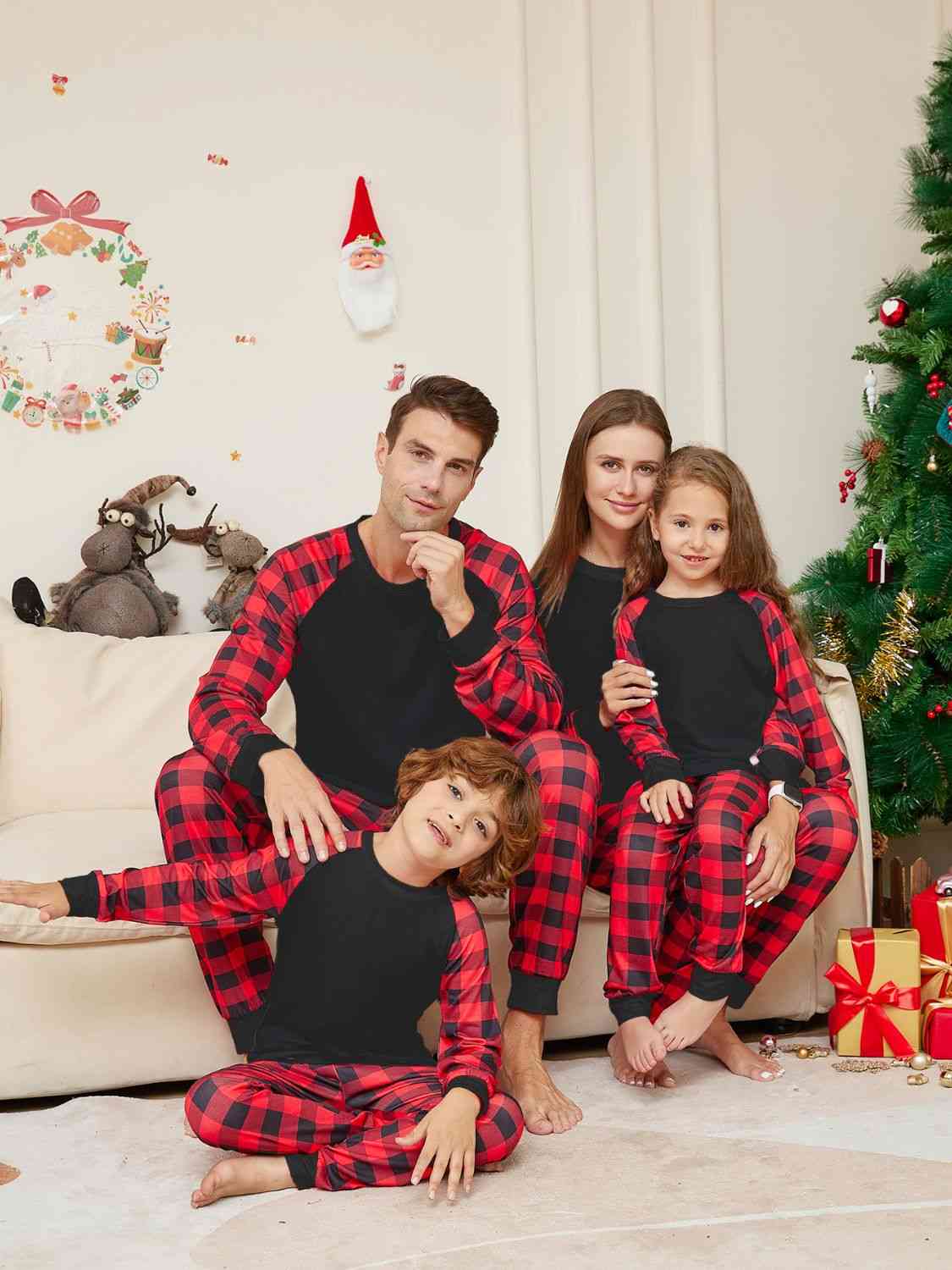 Matching Full Size Black/Red Plaid Pajama Set