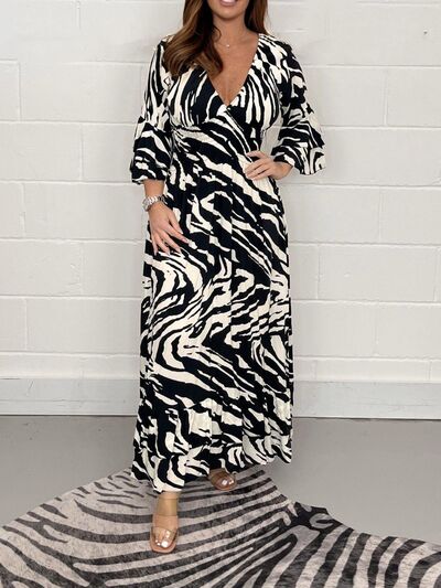 Smocked Printed Flounce Sleeve Maxi Dress (3 Variants)