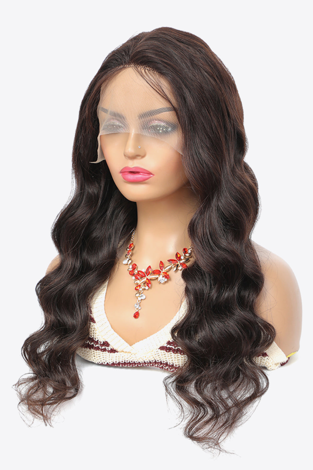 20" Dark Brown Lace Front Body Wave Human Hair Wig