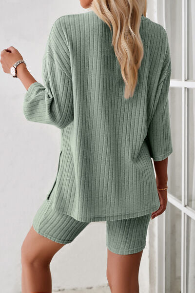 Cozy Ribbed Top & Shorts Set (4 Variants)