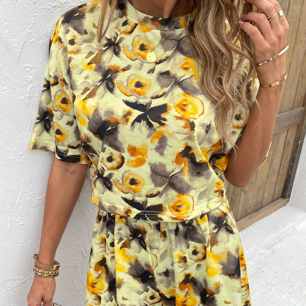 Printed Half Sleeve Top and Shorts Set