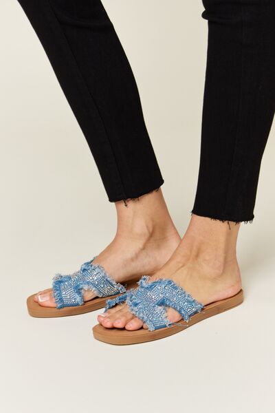 Stars In The Sky Raw Trim Denim Sandals