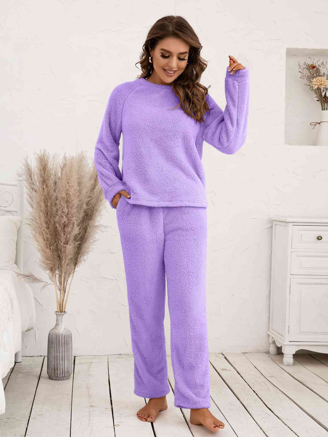 Teddy Long Sleeve Top & Pants Lounge Set (9 Variants)