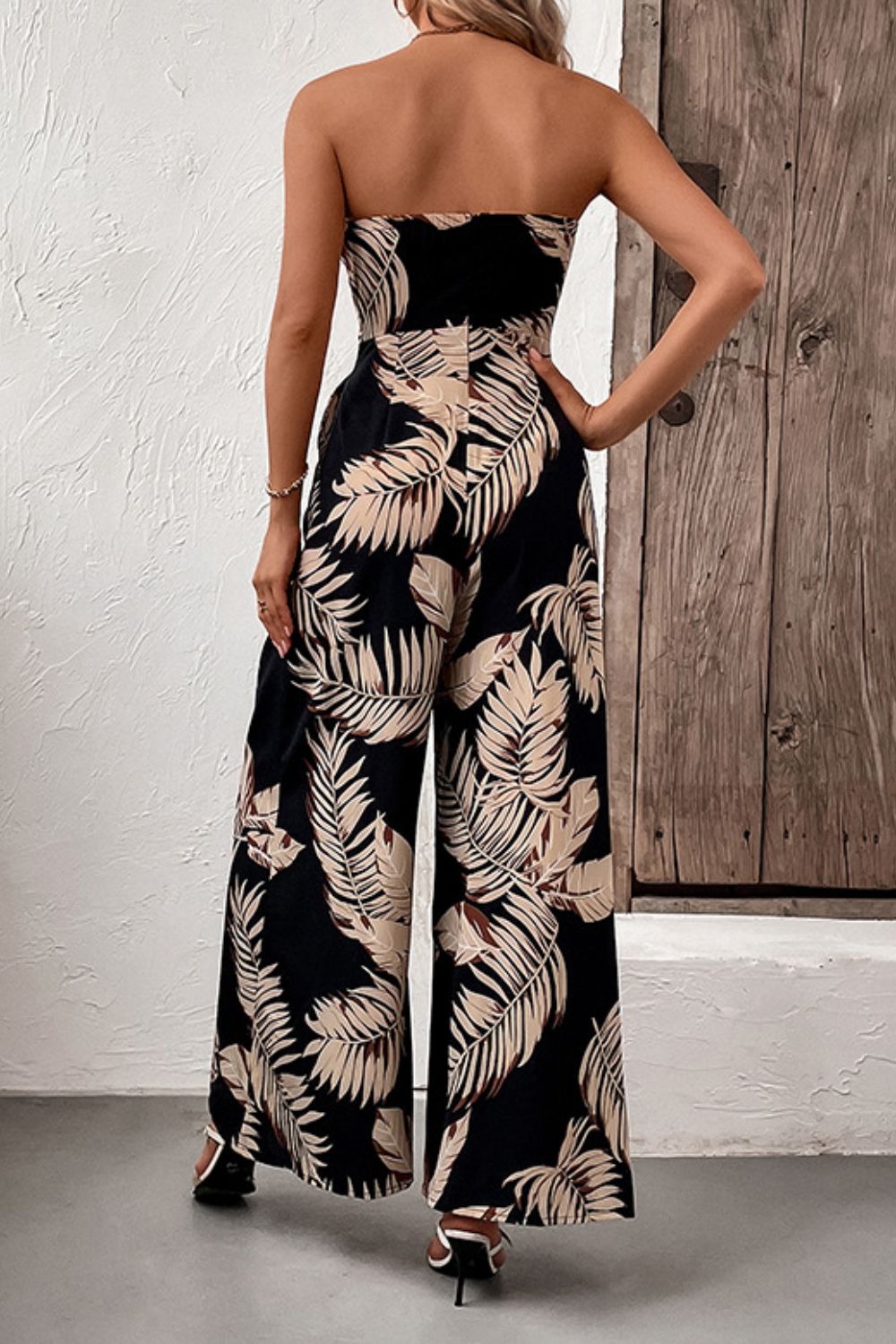 Vacation Get-Away Strapless Wide Leg Jumpsuit with Pockets